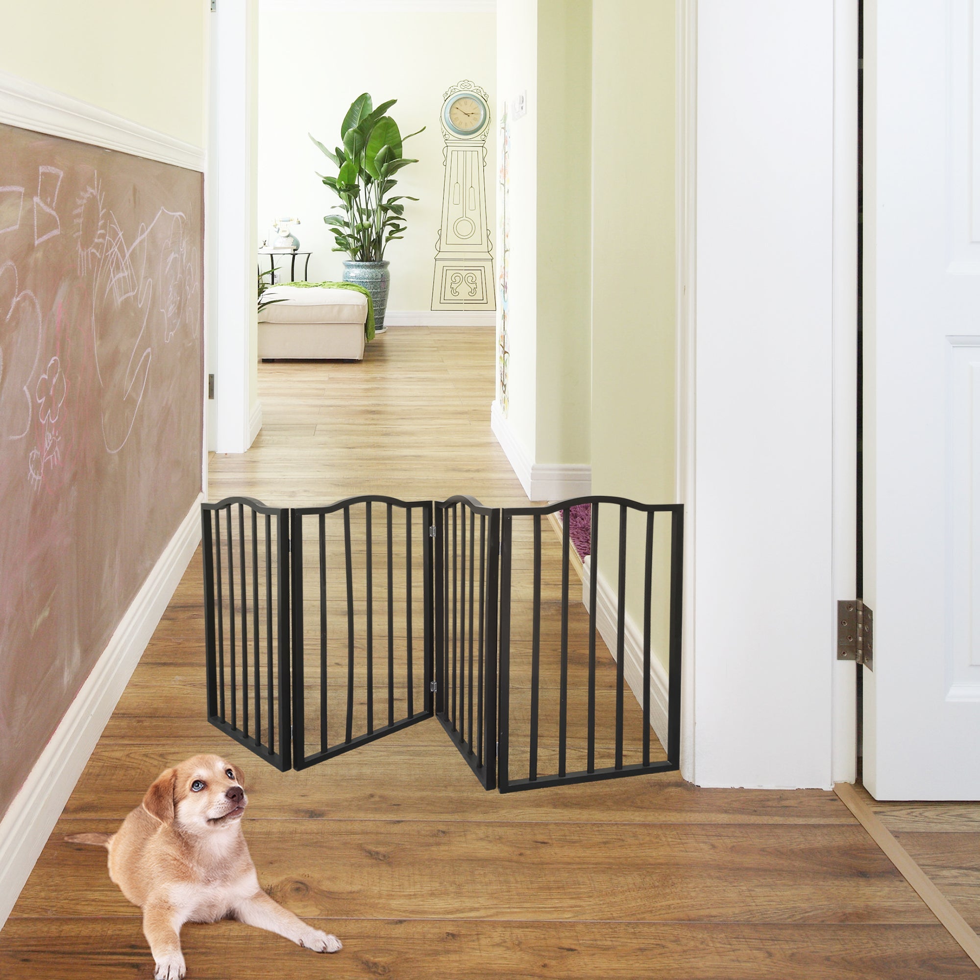 Arc Wooden Freestanding Folding Pet Gate - Dog Gate for Doorways,