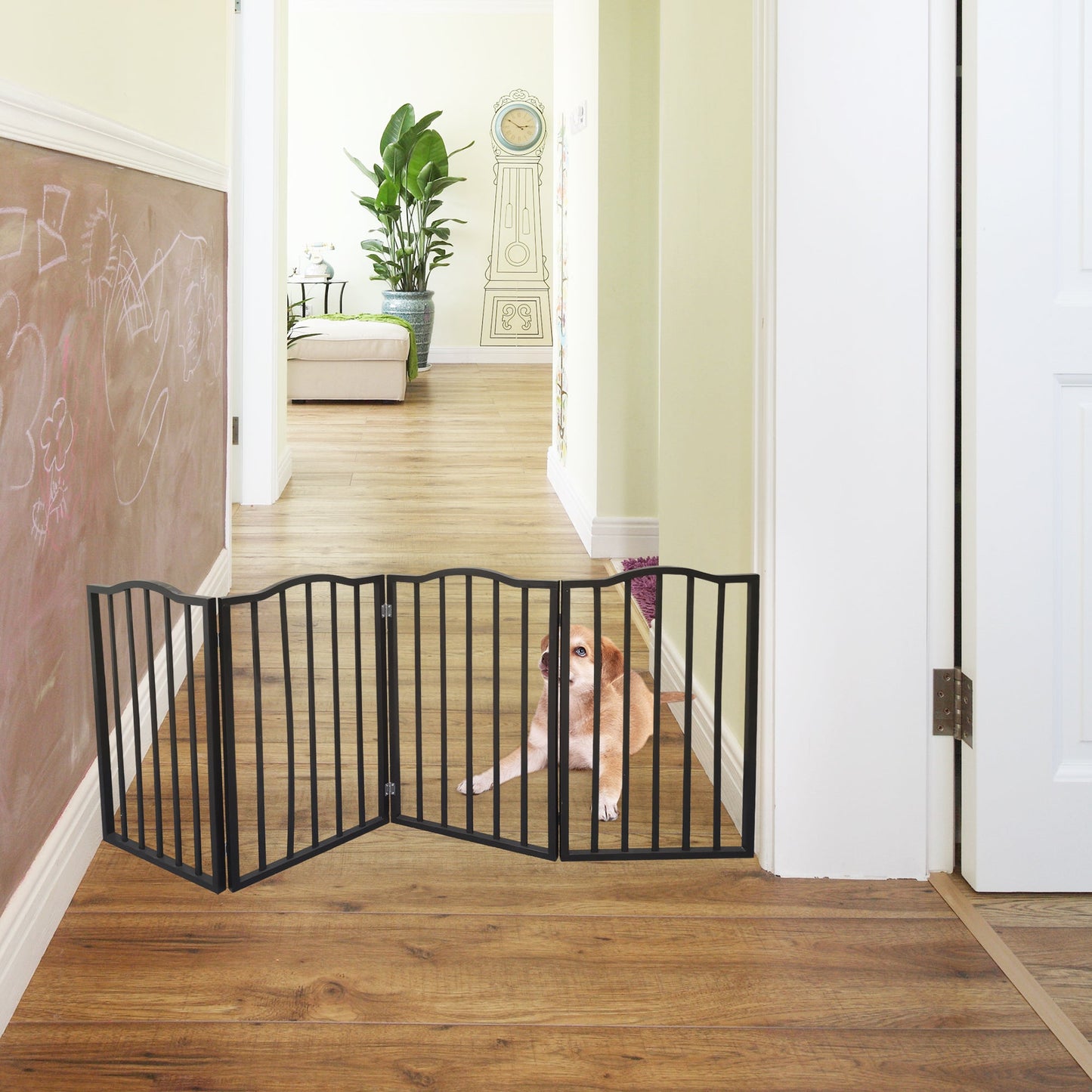 Arc Wooden Freestanding Folding Pet Gate - Dog Gate for Doorways,